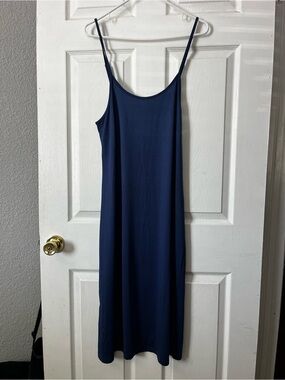 Classic Navy Slip Midi Dress